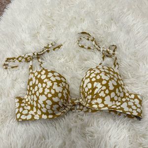 Aerie Swim Yellow Leopard Bikini Top